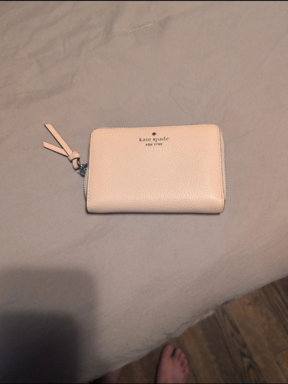 Kate Spade Pebbled Zip Wallet in Light Blush